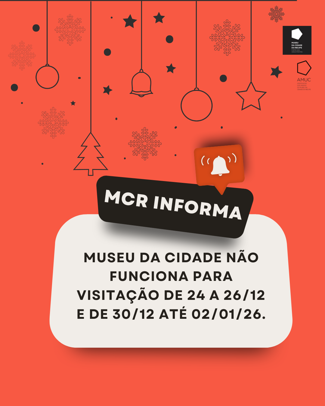 Confira o funcionamento do MCR nos períodos de Natal e Ano-Novo